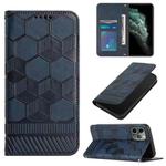 For iPhone 11 Pro Max Football Texture Magnetic Leather Flip Phone Case (Dark Blue)
