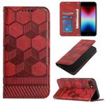 For iPhone SE 2022 / SE 2020 / 8 / 7 Football Texture Magnetic Leather Flip Phone Case(Red)
