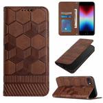 For iPhone SE 2022 / SE 2020 / 8 / 7 Football Texture Magnetic Leather Flip Phone Case(Brown)