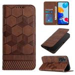 For Xiaomi Redmi Note 11 Global 2022 / Note 11S 4G Football Texture Magnetic Leather Flip Phone Case(Brown)