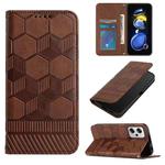 For Xiaomi Redmi Note 11T Pro Football Texture Magnetic Leather Flip Phone Case(Brown)