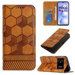For Xiaomi Poco M4 5G Football Texture Magnetic Leather Flip Phone Case(Khaki)