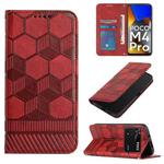 For Xiaomi Poco M4 Pro 4G Football Texture Magnetic Leather Flip Phone Case(Red)