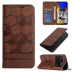 For Xiaomi Poco M4 Pro 4G Football Texture Magnetic Leather Flip Phone Case(Brown)