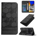 For Xiaomi Poco M4 Pro 4G Football Texture Magnetic Leather Flip Phone Case(Black)