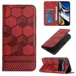 For Xiaomi Poco M4 Pro 5G Football Texture Magnetic Leather Flip Phone Case(Red)