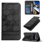 For Xiaomi Poco M4 Pro 5G Football Texture Magnetic Leather Flip Phone Case(Black)