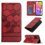 For Samsung Galaxy A03s 164mm India Football Texture Magnetic Leather Flip Phone Case(Red)