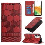 For Samsung Galaxy A33 5G Football Texture Magnetic Leather Flip Phone Case(Red)