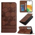 For Samsung Galaxy A33 5G Football Texture Magnetic Leather Flip Phone Case(Brown)