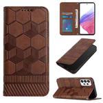 For Samsung Galaxy A53 5G Football Texture Magnetic Leather Flip Phone Case(Brown)