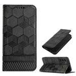 For Samsung Galaxy S22 5G Football Texture Magnetic Leather Flip Phone Case(Black)