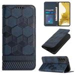 For Samsung Galaxy S22+ 5G Football Texture Magnetic Leather Flip Phone Case(Dark Blue)