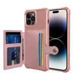 For iPhone 14 Pro Magnetic Wallet Card Bag Leather Phone Case(Rose Gold)