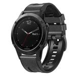 For Garmin Fenix 7X Silicone + Leather Quick Release Watch Band(Charcoal Grey)