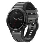 For Garmin Fenix 7X Silicone + Leather Quick Release Watch Band(Star Gray)