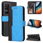 For Xiaomi Redmi K40S / Poco F4 Stitching-color Leather Phone Case(Blue)