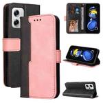 For Xiaomi Redmi Note 11T Pro/Poco X4 GT Stitching-color Leather Phone Case(Pink)