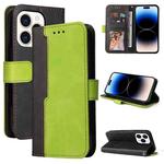 For iPhone 14 Pro Stitching-color Leather Phone Case(Green)