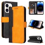 For iPhone 14 Pro Stitching-color Leather Phone Case(Orange)