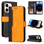 For iPhone 14 Pro Max Stitching-color Leather Phone Case (Orange)
