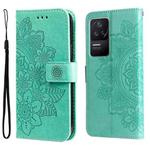 For Xiaomi Redmi K40S / Poco F4 7-petal Flowers Embossing Leather Case(Green)