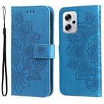 For Xiaomi Redmi Note 11T Pro/Poco X4 GT 7-petal Flowers Embossing Leather Case(Blue)