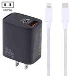 PD 33W USB-C / Type-C+QC 3.0 USB Dual Port Charger with 1m 27W USB-C / Type-C to 8 Pin PD Data Cable, Specification:US Plug(Black+Grey)