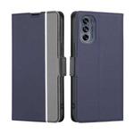 For Motorola Moto G62 5G Twill Texture Side Button Leather Phone Case(Blue)