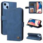 For iPhone 14 Plus Skin Feel Life Tree Leather Case (Blue)