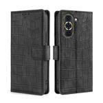 For Huawei nova 10 Pro Skin Feel Crocodile Magnetic Clasp Leather Phone Case(Black)