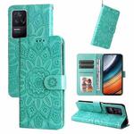 For Xiaomi Redmi K40S / Poco F4 Embossed Sunflower Leather Phone Case(Green)