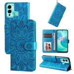 For Infinix Hot 12 Play Embossed Sunflower Leather Phone Case(Blue)