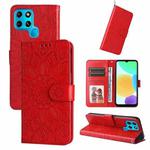 For Infinix Smart 6 Embossed Sunflower Leather Phone Case(Red)