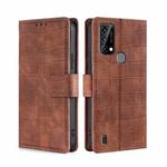 For Blackview A50 Skin Feel Crocodile Magnetic Clasp Leather Phone Case(Brown)