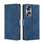 For Honor 70 Skin Feel Crocodile Magnetic Clasp Leather Phone Case(Blue)