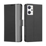 For OPPO Reno7 A JP Version Twill Texture Side Button Leather Phone Case(Black)