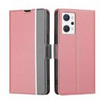 For OPPO Reno7 A JP Version Twill Texture Side Button Leather Phone Case(Pink)