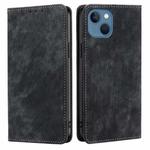 For iPhone 13 RFID Anti-theft Brush Magnetic Leather Phone Case(Black)