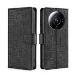 For Xiaomi 12S Ultra Skin Feel Crocodile Magnetic Clasp Leather Phone Case(Black)