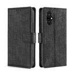 For Xiaomi Poco M4 5G Skin Feel Crocodile Magnetic Clasp Leather Phone Case(Black)