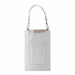 Litchi Texture Card Holder Mobile Phone Bag with Short Strap(Silver)