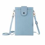 Litchi Texture Card Holder Mobile Phone Bag with Long Strap(Light Blue)