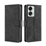 For OnePlus Nord 2T Skin Feel Crocodile Magnetic Clasp Leather Phone Case(Black)