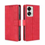 For OnePlus Nord 2T Skin Feel Crocodile Magnetic Clasp Leather Phone Case(Red)