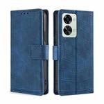 For OnePlus Nord 2T Skin Feel Crocodile Magnetic Clasp Leather Phone Case(Blue)