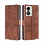 For OnePlus Nord 2T Skin Feel Crocodile Magnetic Clasp Leather Phone Case(Brown)