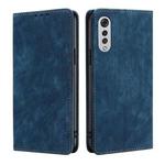 For LG Velvet RFID Anti-theft Brush Magnetic Leather Phone Case(Blue)