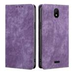 For Nokia C100 RFID Anti-theft Brush Magnetic Leather Phone Case(Purple)