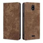 For Nokia C100 RFID Anti-theft Brush Magnetic Leather Phone Case(Brown)